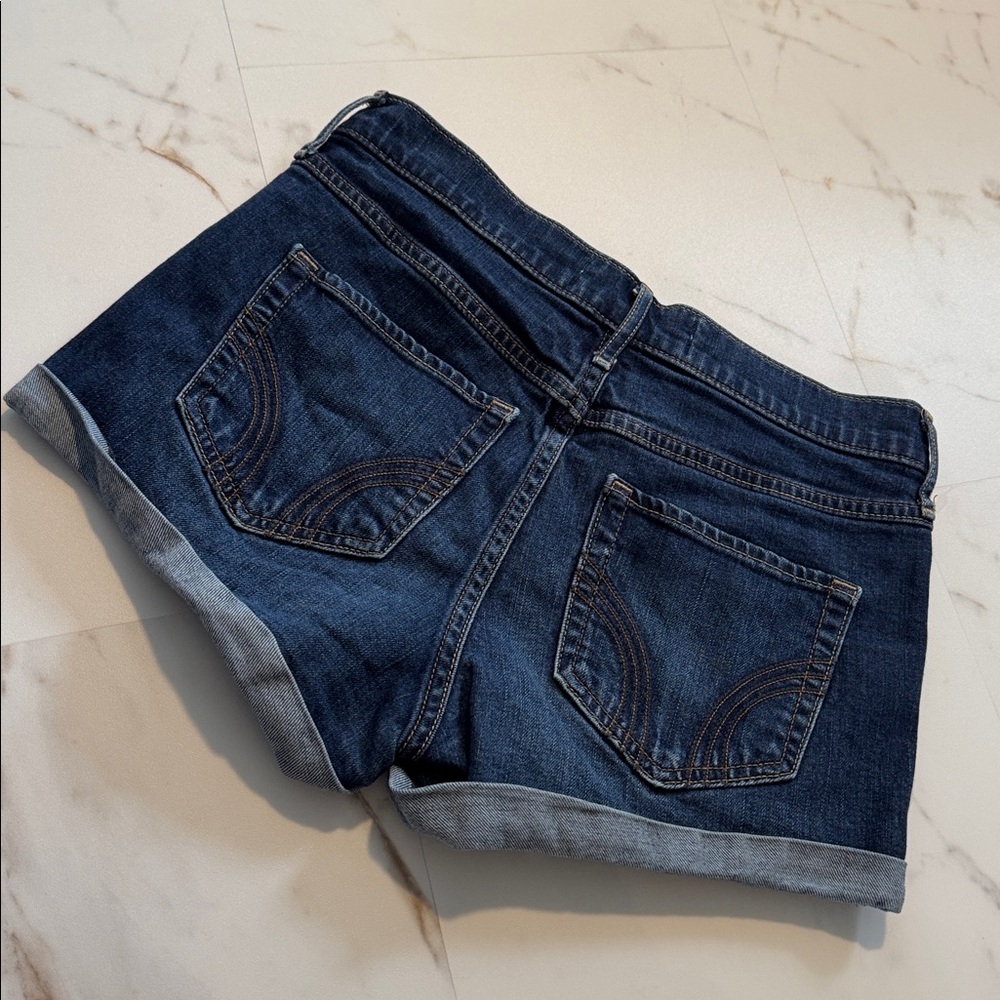 Y2K Hollister Short Short High Rise Jean Short Sz 7 Micro Mini Retro Trendy logo